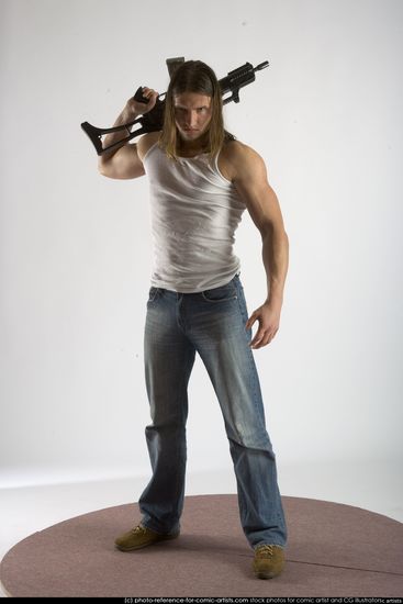 Man Young Muscular White Holding Standing poses Casual