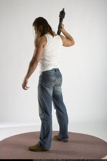 Man Young Muscular White Holding Standing poses Casual