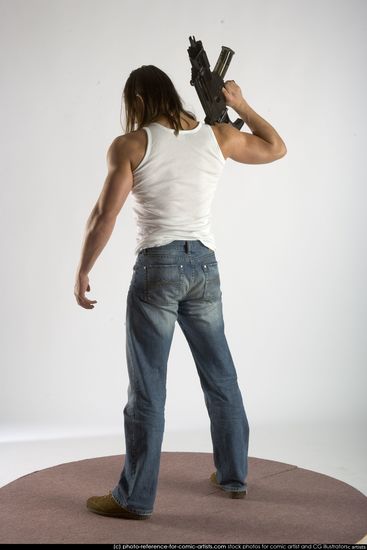 Man Young Muscular White Holding Standing poses Casual