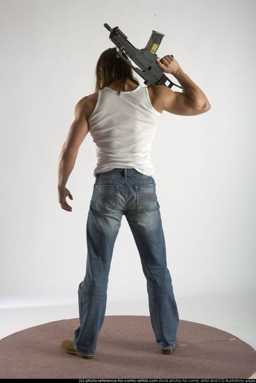 Man Young Muscular White Holding Standing poses Casual