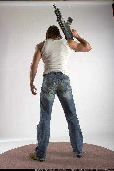 Man Young Muscular White Holding Standing poses Casual