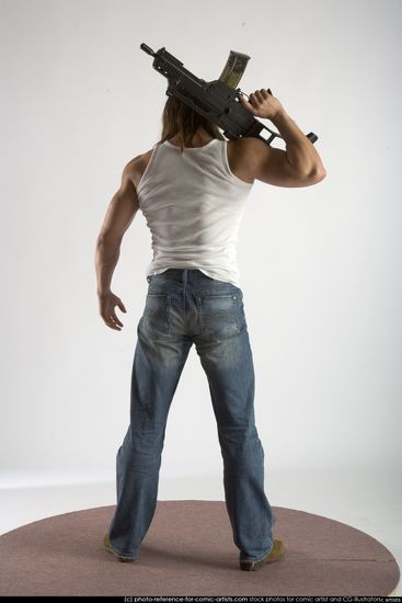 Man Young Muscular White Holding Standing poses Casual