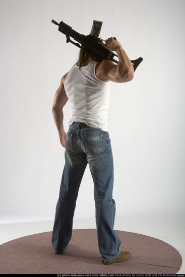 Man Young Muscular White Holding Standing poses Casual