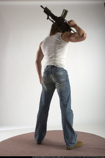 Man Young Muscular White Holding Standing poses Casual