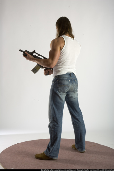 Man Young Muscular White Holding Standing poses Casual