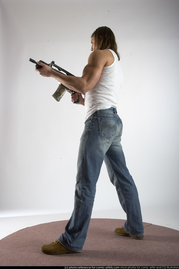 Man Young Muscular White Holding Standing poses Casual