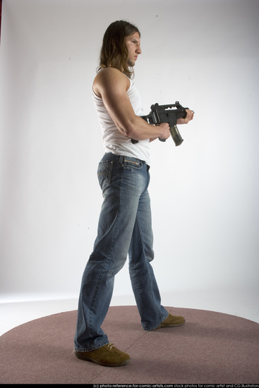 Man Young Muscular White Holding Standing poses Casual