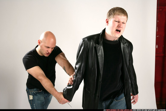 Adult Athletic White Fighting with knife Fight Casual Men