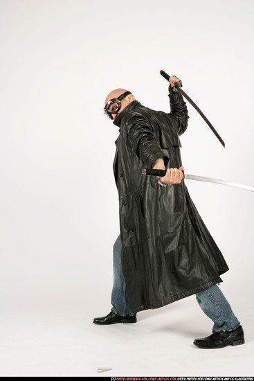 Man Adult Athletic White Fighting with sword Standing poses Casual