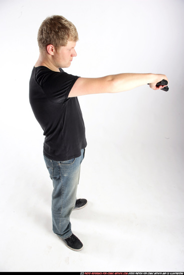 Man Adult Average White Fighting with gun Standing poses Sportswear