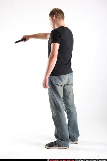 Man Adult Average White Fighting with gun Standing poses Sportswear