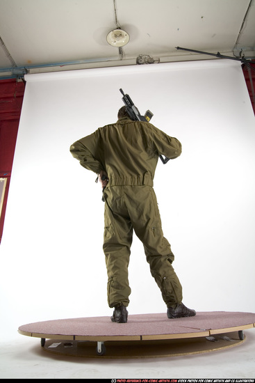 Man Adult Athletic White Fighting with submachine gun Standing poses Army