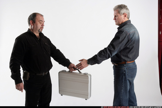 Old Chubby White Standing poses Business Men