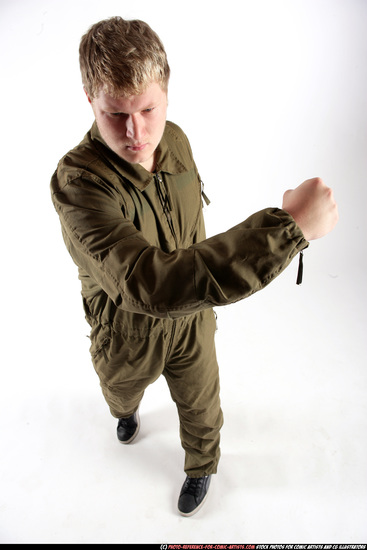 Man Young Average White Fist fight Standing poses Army