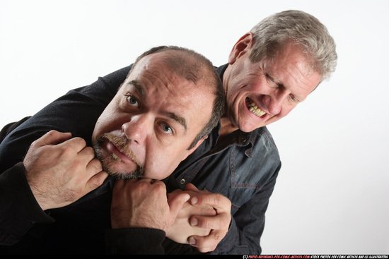 Old Chubby White Fist fight Standing poses Casual Men