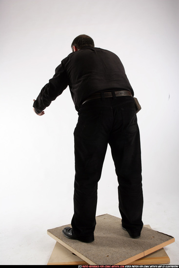 Man Old Chubby White Fighting with knife Standing poses Casual