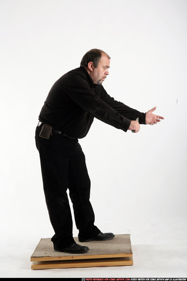 Man Old Chubby White Fighting with knife Standing poses Casual