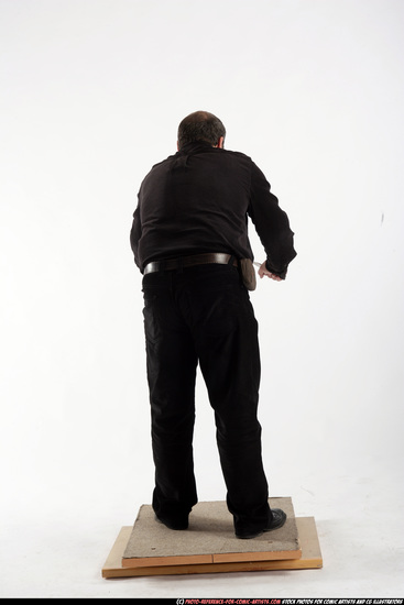 Man Old Chubby White Fighting with knife Standing poses Casual