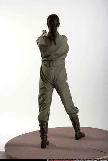 Woman Adult Athletic White Fighting with gun Standing poses Army