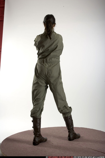 Woman Adult Athletic White Fighting with gun Standing poses Army