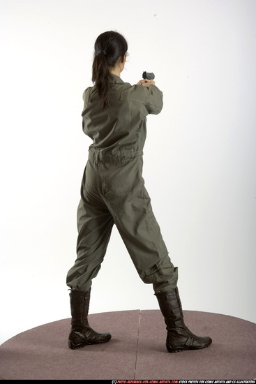 Woman Adult Athletic White Fighting with gun Standing poses Army