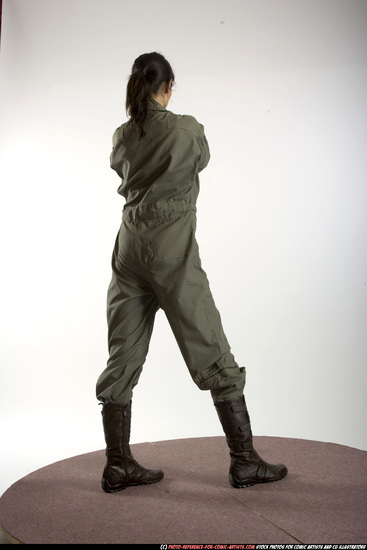 Woman Adult Athletic White Fighting with gun Standing poses Army