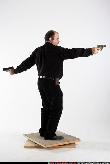 Old Chubby White Fighting with gun Standing poses Casual Men