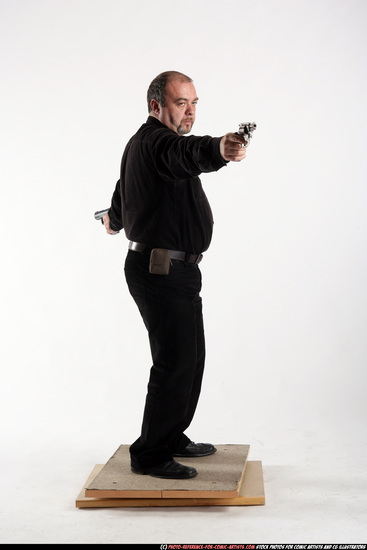 Old Chubby White Fighting with gun Standing poses Casual Men