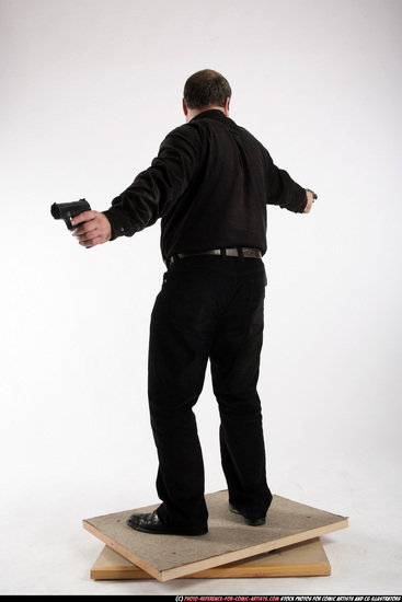 Old Chubby White Fighting with gun Standing poses Casual Men