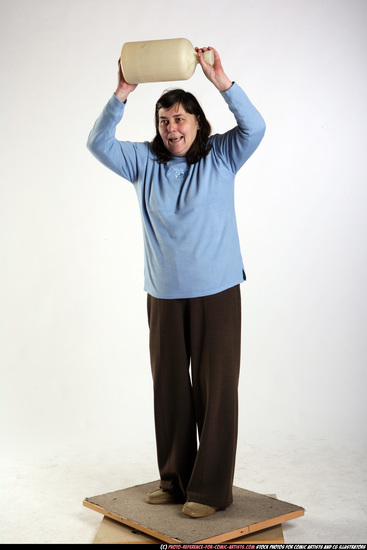 Woman Old Chubby White Throwing Standing poses Casual