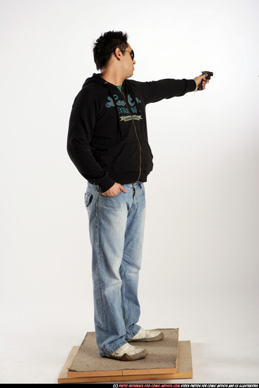 Man Adult Average Black Fighting with gun Standing poses Sportswear