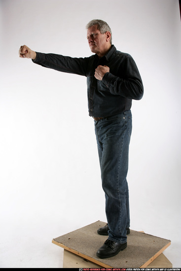 Man Old Average White Fist fight Standing poses Casual