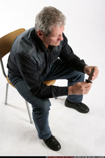 Man Old Average White Martial art Sitting poses Casual