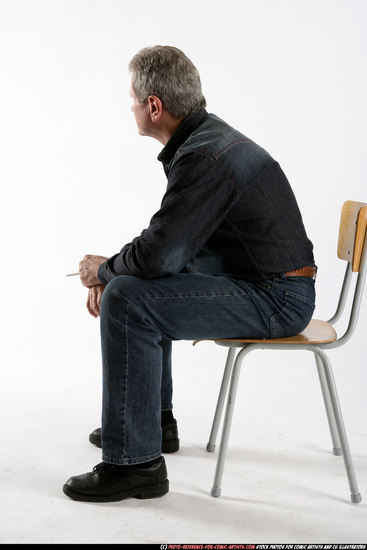 Man Old Average White Daily activities Sitting poses Casual