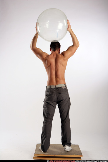 Man Adult Athletic White Throwing Standing poses Pants