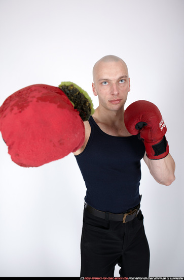 Man Adult Muscular White Fist fight Sitting poses Casual