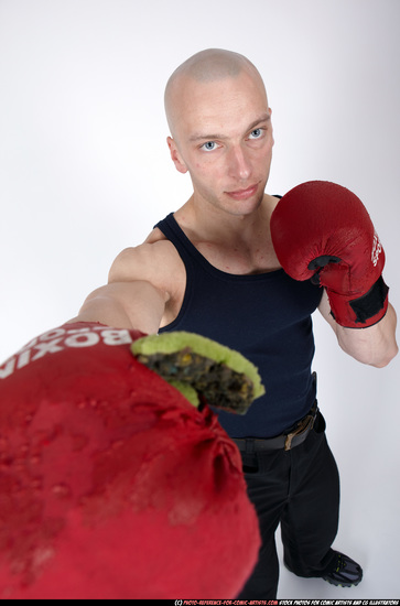 Man Adult Muscular White Fist fight Sitting poses Casual