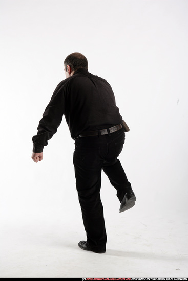 Man Old Chubby White Fighting with gun Standing poses Casual