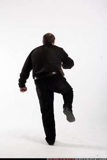 Man Old Chubby White Fighting with gun Standing poses Casual