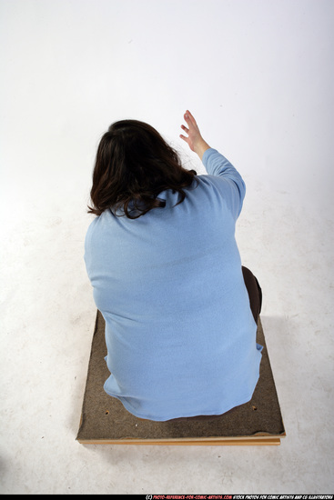 Woman Old Chubby White Martial art Kneeling poses Casual