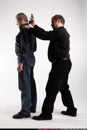 Old Chubby White Fighting with gun Standing poses Casual Men