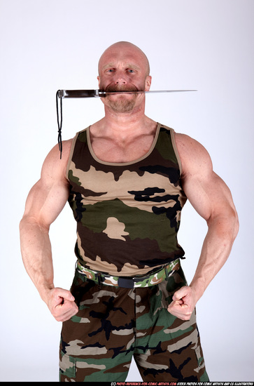 Man Adult Muscular White Martial art Standing poses Army