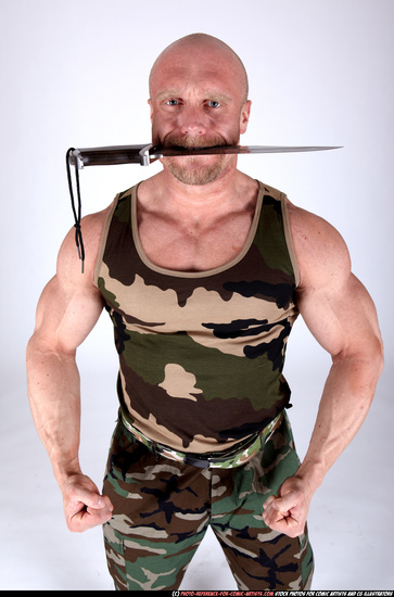 Man Adult Muscular White Martial art Standing poses Army