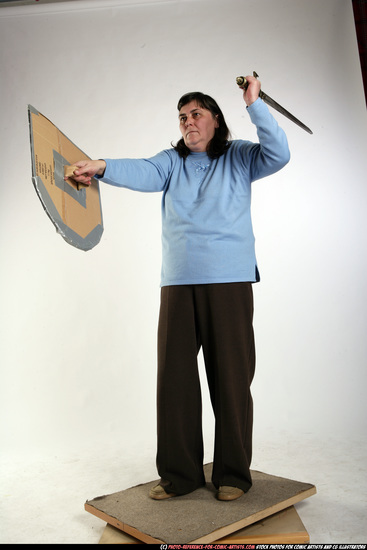 Woman Old Chubby White Martial art Standing poses Casual