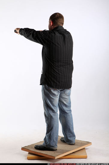 Man Adult Chubby White Fighting with gun Standing poses Casual