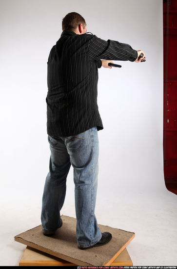 Man Adult Chubby White Fighting with gun Standing poses Casual