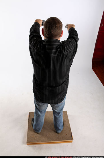 Man Adult Chubby White Fighting with gun Standing poses Casual