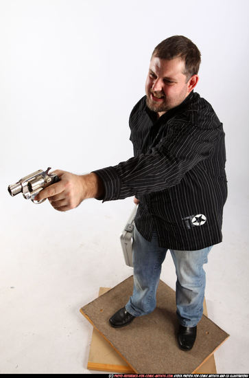 Man Adult Chubby White Fighting with gun Standing poses Casual