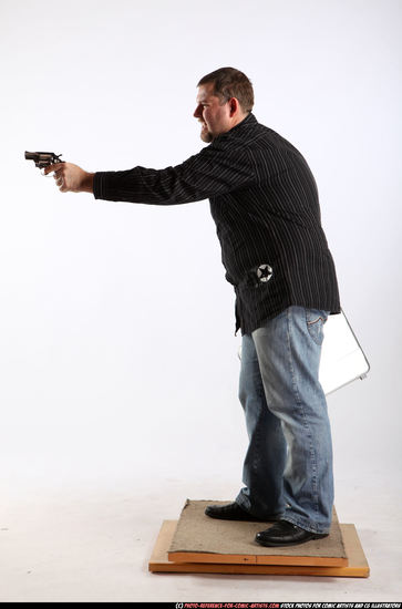 Man Adult Chubby White Fighting with gun Standing poses Casual