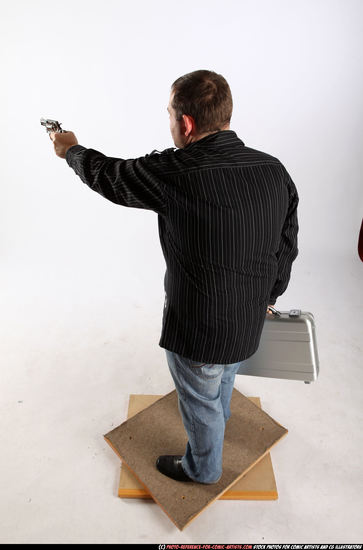 Man Adult Chubby White Fighting with gun Standing poses Casual